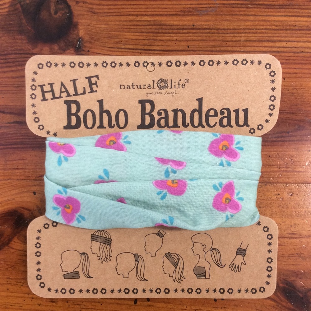 Natural Life Half Boho Headbands Bandeau Aqua/Pink